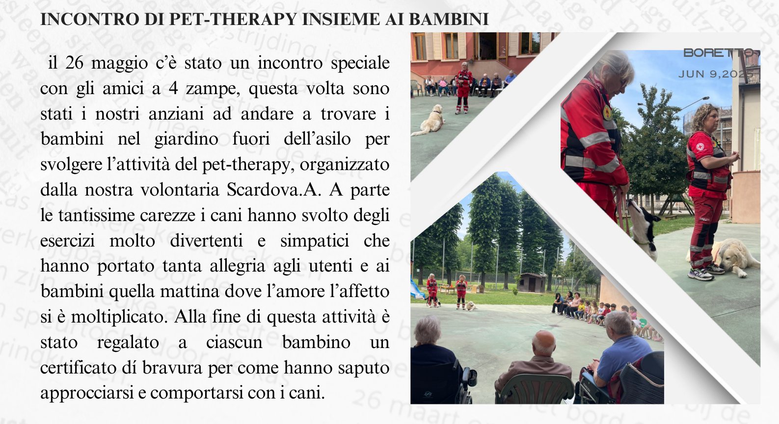 Pet Therapy con i bambini insieme agli anziani del Felice Carri di Gualtieri